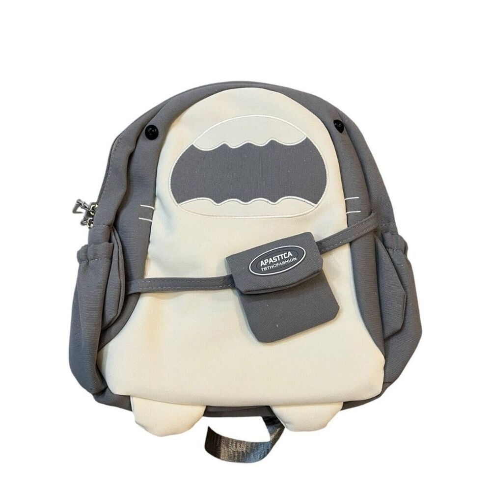 Boys or Girls Shark Backpack Gray & White With Coin Bag New